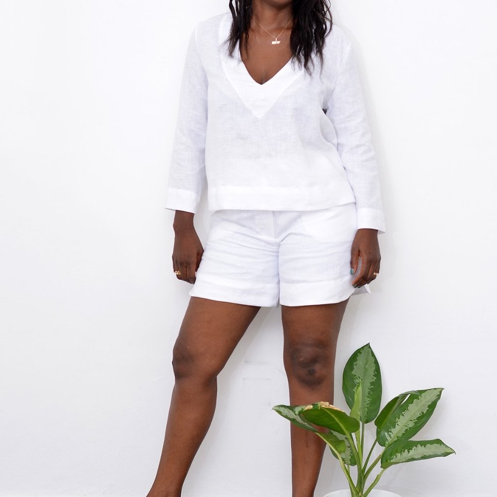 Summer linen outfit. Summer set short and top in linen - Picture 1 of 8